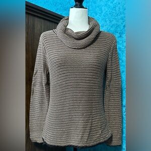 Talbots Multi Brown Knit Cowlneck Sweater